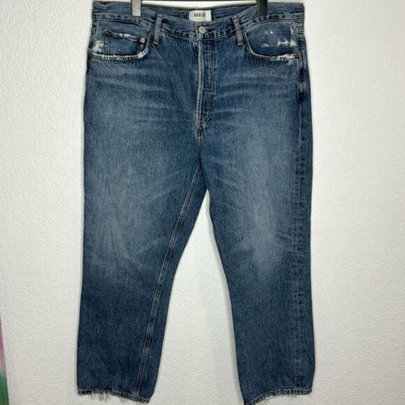 Agolde Riley Jeans Size 31 Frequency Riley High Rise Straight Crop - Picture 4 of 9